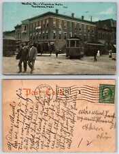 Goshen Indiana MAIN ST & LINCOLN AVE TROLLEY INTERURBAN STREETCAR Postcard N71 picture