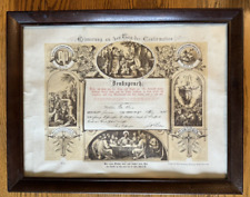 Antique German American Confirmation Certificate 1883 Wilhelm Peter Klein Framed picture