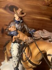 Cowboy Saving Calf 9” Horse Sculpture picture