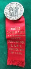 1902 Spanish American War Veterans Appleton, Wis. Badge pin medal Ribbon picture