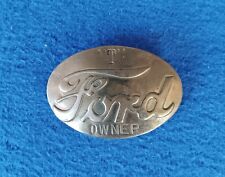 Vintage FORD Brass MODEL T OWNERS BADGE PIN ~ Oval Pinback Emblem ~ Tag Flathead picture