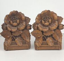 Vintage Pair of Syroco OrnaWood Composite Floral Architectual MAGNOLIA Bookends picture
