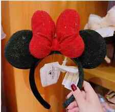 Authentic Shanghai Disney exclusive crystal Minnie Mouse Ear Headband Black Red picture