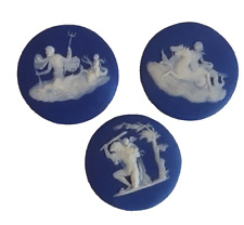 WEDGWOOD BLUE JASPERWARE Medallions/mounts  Lot of 3 ~Greek Mythology Poseidon picture