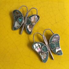 2 Vintage mexican bohemian butterfly brooches picture