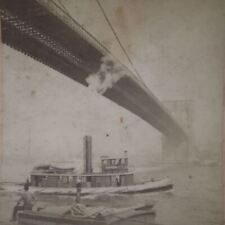 1895 Brooklyn Bridge New York Boats Stereoview B.W. Kilburn James M. Davis A2 picture