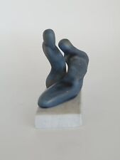 Love - a hugging couple - two humans embracing stone on marble base EUC signed picture