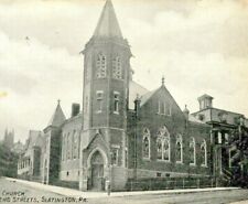 C.1910s Slatington, PA. Main Street, Grace Peters. Baptist Church. VTG Postcard picture