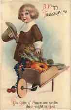 Clapsaddle Thanksgiving Postcard Wolf Pub Little Boy Pilgrim picture