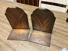 Vintage Copper Book Ends Pair Embossed Flower, Marked Hand Made picture