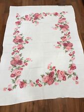 Vintage Linen Floral Printed Tablecloth - 56” x 78” - free postage picture