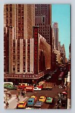 New York City-NY, Radio City Music Hall, 60's Cars, Buses Vintage c1966 Postcard picture
