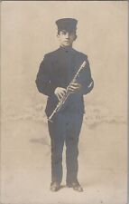 RPPC Postcard Musician Man Uniform Playing Clarinet  picture