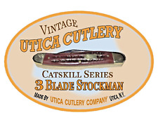 Vintage UTICA Cutlery Catskill Brown Bone Three  Blade Stockman Made in USA  New picture