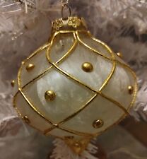 Vintage Pearly Colored Glass Ball with Golden Trim & Decor $20 picture