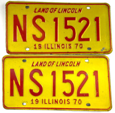 Illinois 1970 Auto Set Old License Plate Vintage NS 1521 Man Cave Collectors picture
