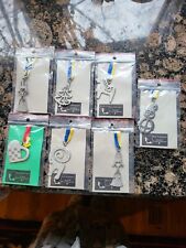 7 Rune Tennesmed Swedish Handcraft pewter ornament lot, tree, santa, pony, heart picture