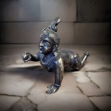Vintage Brass Hindu God Bal Krishna Statue picture
