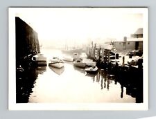 Vintage 1950s Misty Harbor Boats Photo - B&W - 3 3/8