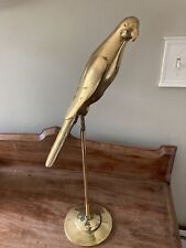 Rare Find… Vintage Brass Parrot On Stand Perch 20” Tall  Made In Korea picture