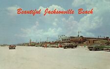 Postcard FL Jacksonville Beach Cars on Sand Playland Arcade 1962 Old PC H4275 picture