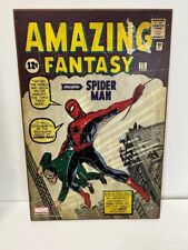 AMAZING WOODEN FANTASY 13X19 SPIDERMAN WALL PLAQUE-  picture