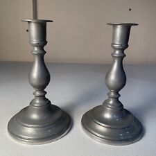 Rare Vintage Old Newbury Pewter Candlesticks With Error Casting Double Strike picture