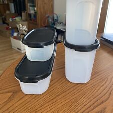 Tupperware Modular Mates 2 Oval #2-#1Container & ExLong #1 Black Lids-2-Pour Lid picture