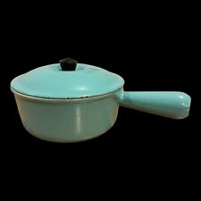 Le Creuset Vintage Paris Blue Turquoise Enamel Cast Iron Saucepan Pot w/Lid #16 picture