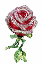 Stand up Rose Trinket Box. Hand Made, Hand Painted with Austrian Crystals. New picture