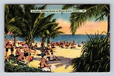 Miami FL-Florida, Public Bathing Beach, Sun Bathing, Antique Vintage Postcard picture
