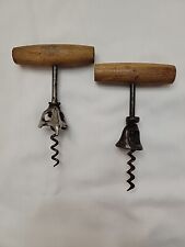 Lot Of 2 - Vintage Corkscrews Bell Style Wood Handle Wine Bottle Openers  Party picture