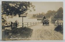 Arrowsic Toll Bridge Woolwich Maine Man Driving Old Car Signs RPPC Postcard P7 picture