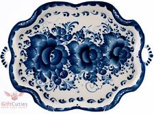  Porcelain Gzhel Tray dish cobalt blue  author's work picture