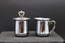 Vintage Kromex Creamer & Sugar Set w/ Tray-Gold Finial- made in the USA picture
