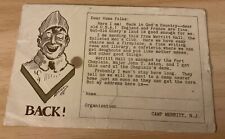 WWI Camp Merritt 'Back' postcard, from the chaplain’s desk, Merritt Hall, NJ picture