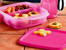 Tupperware LUNCH-IT Divided Container Square Liquid Tight Seal Pink New picture