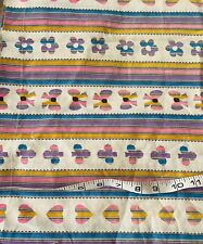 Flower Power Groovy Mod Fabric Vintage Boho Floral Cotton Material MCM 1.4 Yards picture