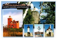 Minnesota North Shore Lighthouse Multi View Lake Superior Unp Chrome Postcard picture