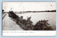 1908. STERLING, ILL. VIEW OF ROCK RIVER & GOVERNMENT DAM. POSTCARD HH21 picture