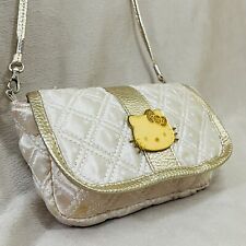 Hello Kitty Purse Shoulder Bag Vintage Gold Champagne Quilt Pink Lined HTF RARE picture