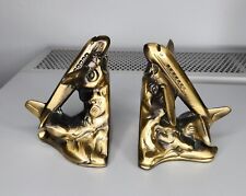 VTG DC-3 Airplane Pair of Brass Bookends Decor Sarsaparilla Frankart Made in USA picture