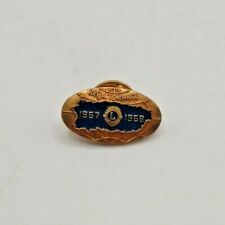 Vintage 1967-1968 Lions Club 100% Attendance Oval Globe World Hat Lapel Pin picture