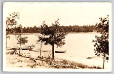 Postcard RPPC Photo Michigan Idlewild Resort Canoe Black Eden History Vintage picture