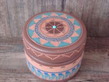 Navajo Indian Hand Etched Pottery Jewelry Trinket Box Signed Gilmore picture