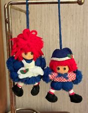 Vintage 1975 Raggedy Ann & Andy Yarn Doll Ornaments Bobbs-Merrill picture