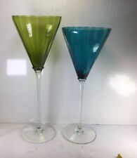 Z24 Vintage Antique Italian Green And Blue Rare Collection Display Wine Glass picture
