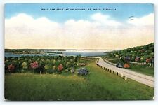 1944 WWII WACO TX BLACKLAND AAF BASE HWY 67 DAM AND LAKE LINEN POSTCARD P4295 picture