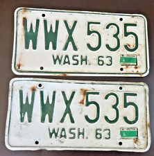 1963 WASHINGTON  WWX 535 LICENSE PLATE PAIR picture