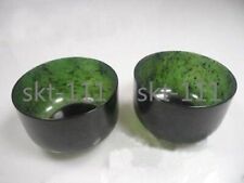 Certified  2pcs China Natural Exquisite Hand-carved Chinese Hetian Jade - Bowl picture